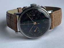 Eterna 50's Vintage Black Gilt Dial Steel Chronograph